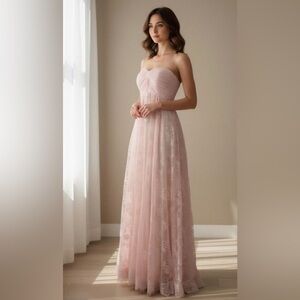 Stunning Bridesmaid Party Prom Lace Mesh Dress Side XS 2 Gown New